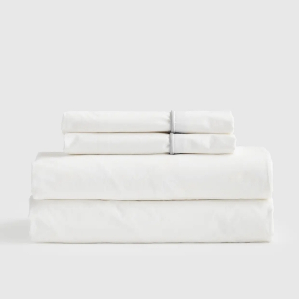 NWOT! Quince Organic Cotton Blue & White Sheets & Pillowcases! King (594)(READ)